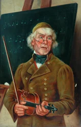 Zenész hegedűvel, olaj, vászon